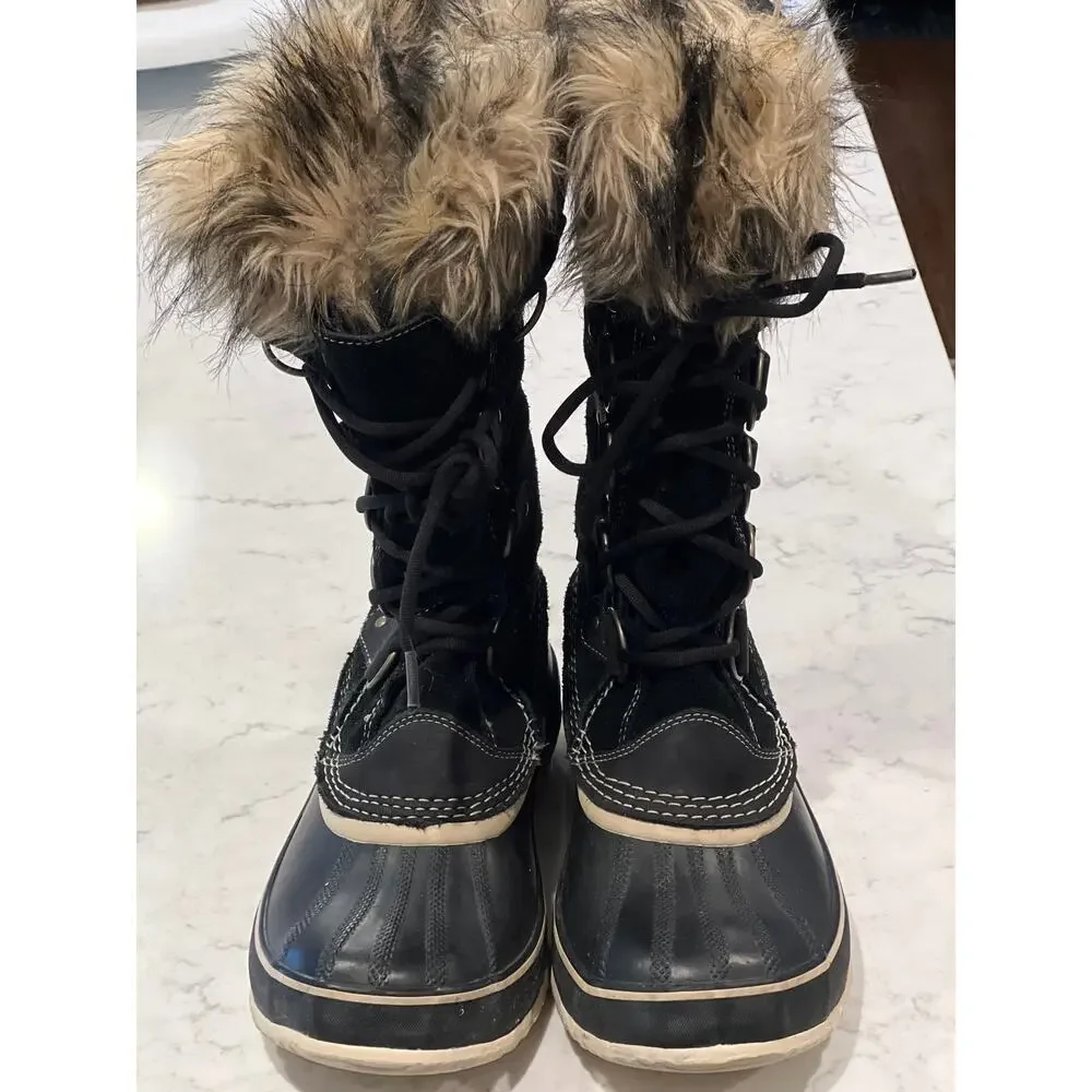 Sorel Women’s Joan of Arc Faux Fur‎ Waterproof Winter Snow Boots Size 11 Black